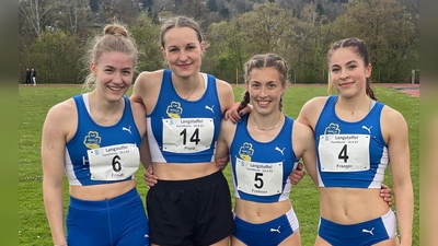 Bayerischer Meister im Quelle-Trikot, von links: Lotta Frindt, Janne Popp, Luisa Frehner und Amelie-Johanna Fraeger. (Foto: Jochen Frehner)