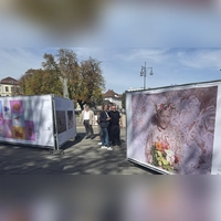 Auf dem Plateau vor dem Theater Ansbach ist noch bis Sonntag die eindringliche Foto-Ausstellung zum Thema Demenz zu sehen. (Foto: Lara Hausleitner)
