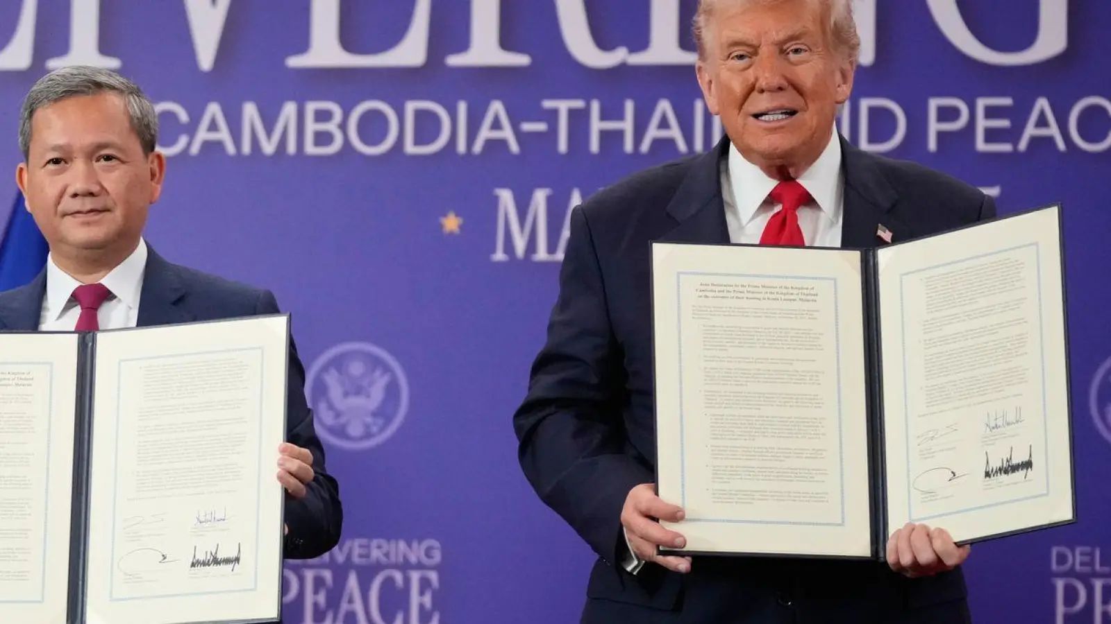 Trump hat Thailand und Kambodscha zu dem Friedensabkommen gedrängt. (Foto: Mark Schiefelbein/AP/dpa)