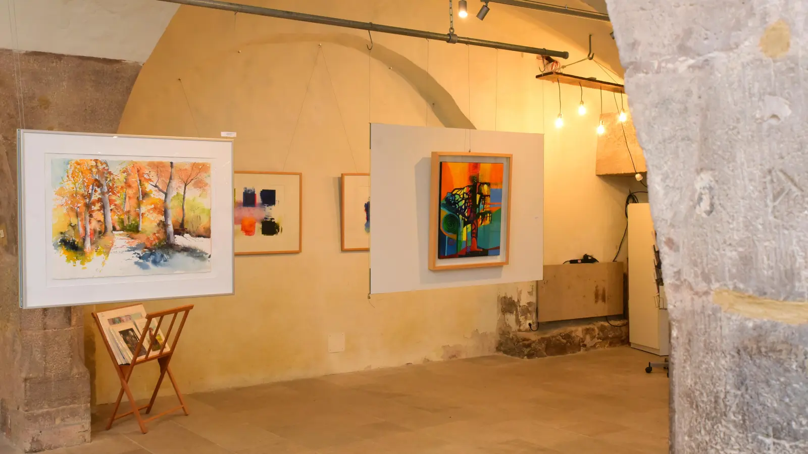 Die neue Lichtanlage im Fleischhaus setzt die Werke der aktuellen Mitgliederausstellung des Künstlerbunds neu in Szene. Es ist wieder ein breites Spektrum unterschiedlicher künstlerischer Ansätze geboten. (Foto: Irmeli Pohl)