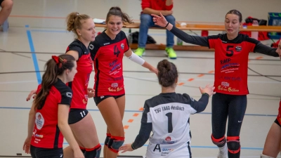 Die Ansbacher Volleyballerinnen durften auch im Auswärtsspiel über Satzgewinne jubeln. (Foto: Markus Zahn)