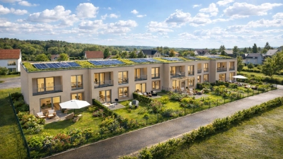 So könnte die neue Wohnanlage am Bergfeld in Sachsen einmal aussehen. (Visualisierung: Kehrberger Immobilien)