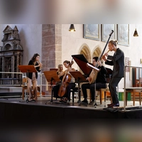 Virtuos und nahbar: das Ensemble Interchange beim Konzert für Grundschulen, Friederike Vollert, Adrienn Ille, Julia Willeitner, Felix Ritter und Matija Chlupacek (von links). (Foto: Thomas Wirth)