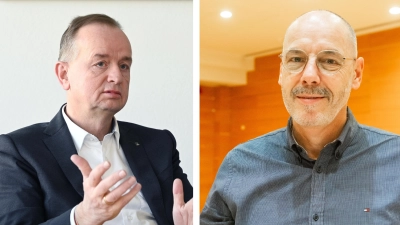 Traten in der Stichwahl um das Amt des Oberbürgermeisters für Ansbach gegeneinander an: Amtsinhaber Thomas Deffner (links) und Hans-Jürgen Eff.  (Foto: Jim Albright, Evi Lemberger)