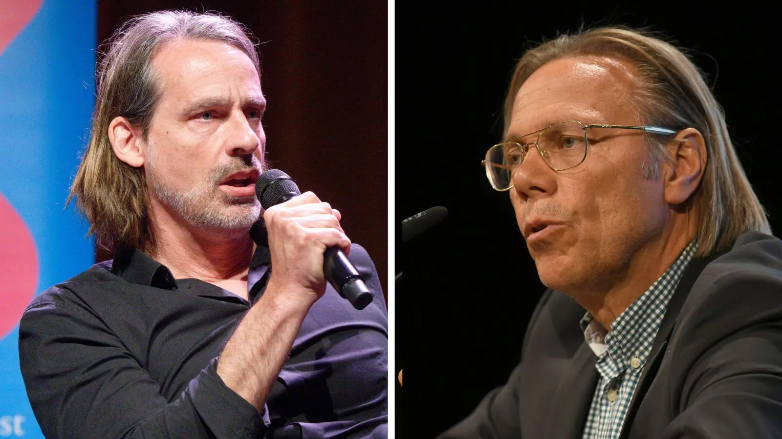 Richard David Precht (l) und Harald Welzer widmen sich in ihrem Buch „Die vierte Gewalt“ den Medien und deren vermeintlicher Macht. (Foto: Henning Kaiser/Holger Hollemann/dpa)