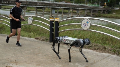 Der vierbeinige Roboter „Raibo2” hat einen vollständigen Marathonlauf in 4 Stunden und 19 Minuten in Südkorea absolviert. (Foto: -/KAIST/dpa)