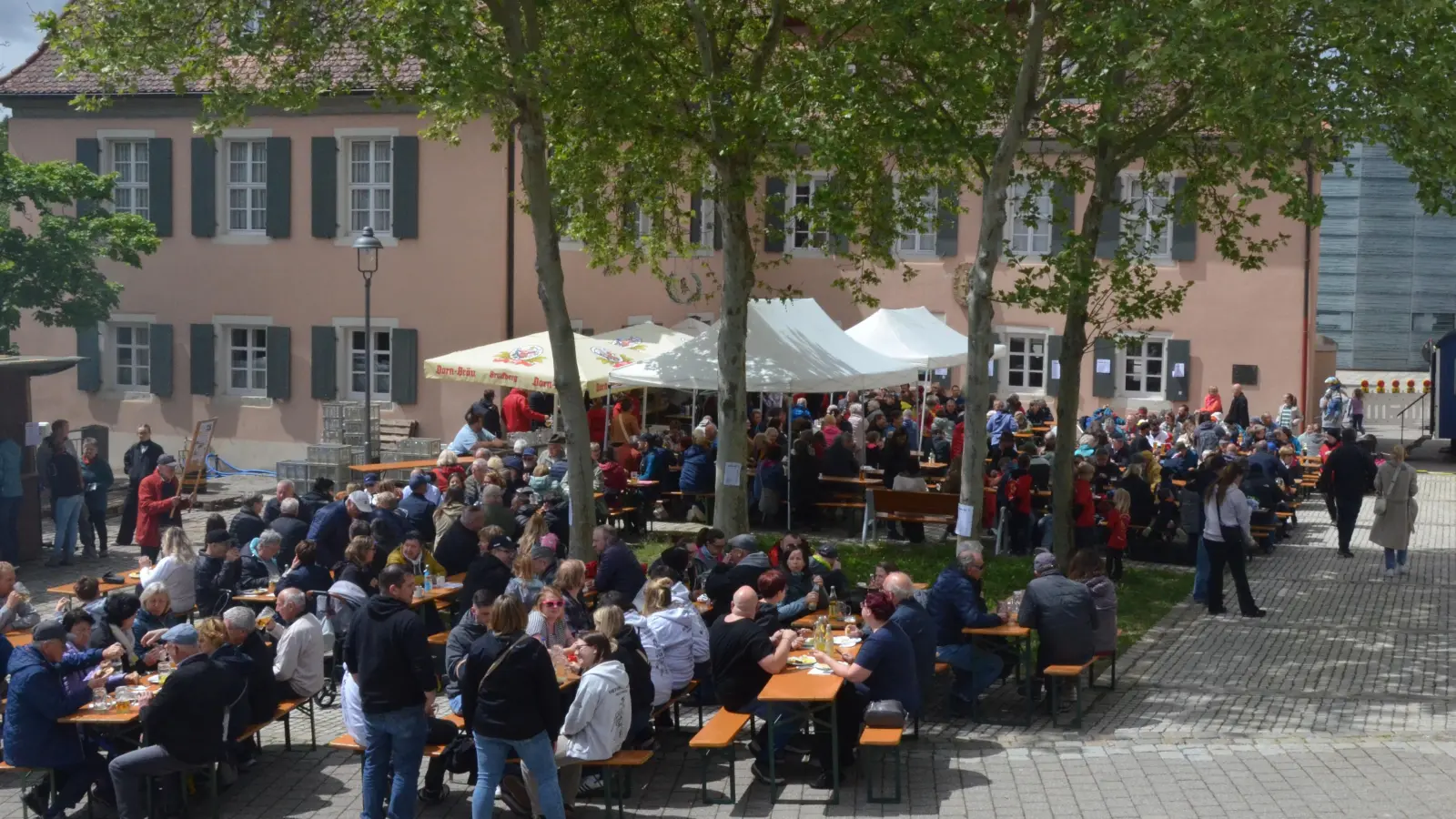 Überraschend viele Sonnenstunden konnten die über 400 Besucherinnen und Besucher beim Schlossfest des 1. Europa Musikzugs genießen. (Foto: Yvonne Neckermann)