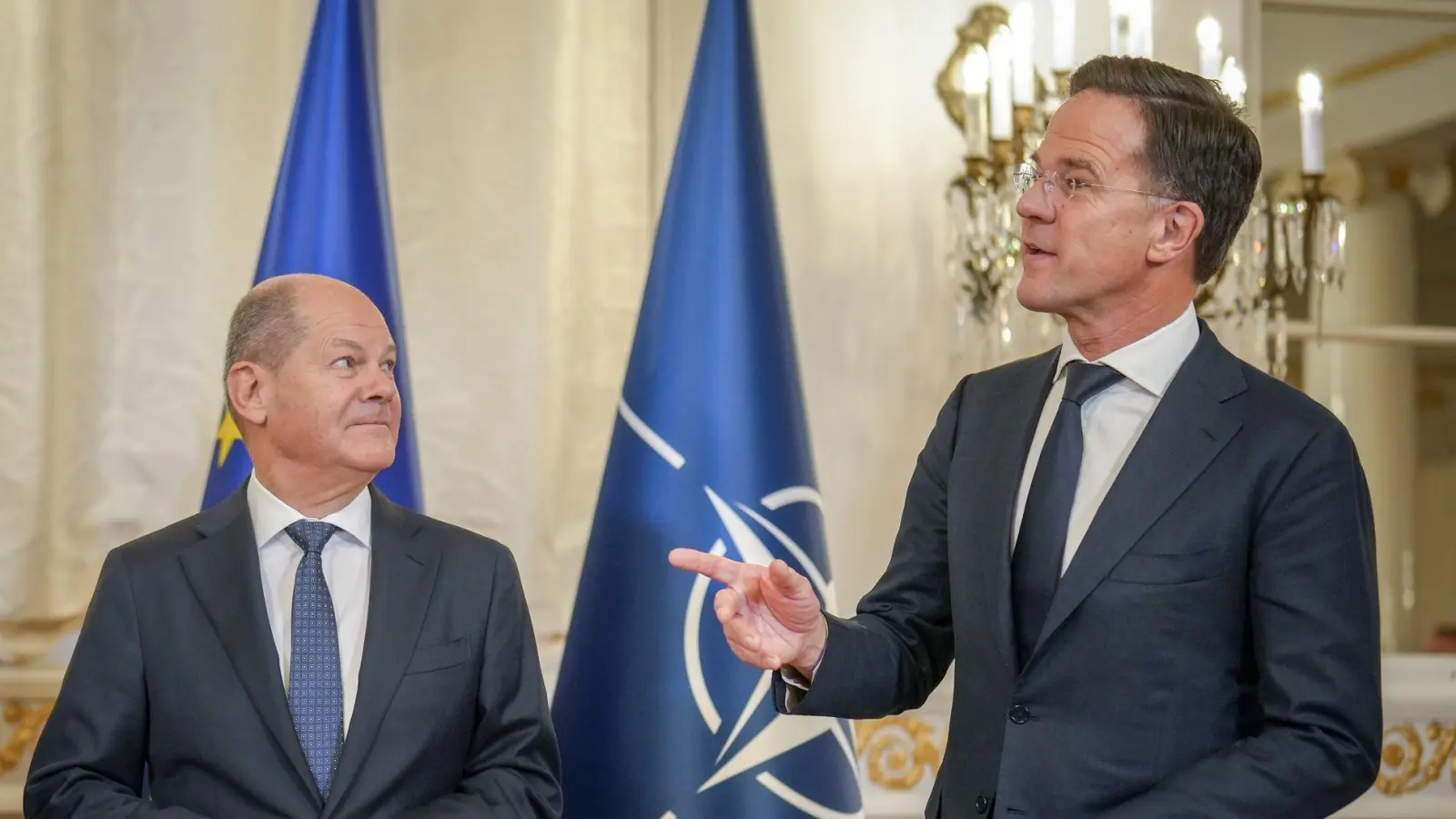 Scholz und Rutte in Helsinki. (Foto: Kay Nietfeld/dpa)