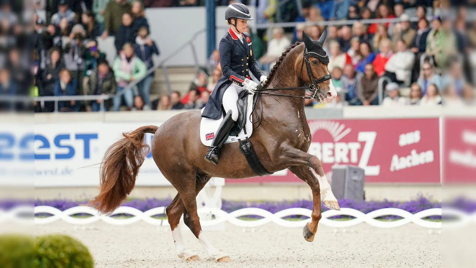 Hat sich für unangemessenes Verhalten entschuldigt: Charlotte Dujardin. (Foto: Uwe Anspach/dpa)