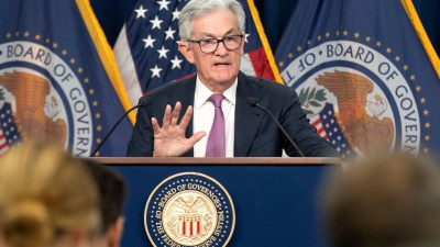 Jerome Powell, Vorsitzender der US-Notenbank Fed, während einer Pressekonferenz in Washington. (Foto: Jacquelyn Martin/AP/dpa)