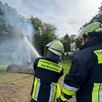 Die Bad Winsheimer Feuerwehr löschte einen in Brand geratenen Baumstamm in einem Tiergehege. (Symbolbild: Feuerwehr Bad Windsheim)