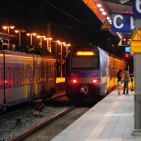 Leere Züge am Bahnhof Rosenheim in Bayern. (Foto: Uwe Lein/dpa)