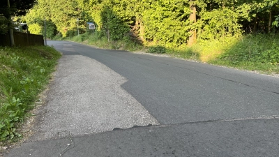 Der Haunoldshofener Weg zwischen der Mecklenburgstraße und dem Neubaugebiet Sachsenstraße ist sanierungsbedürftig. Da die Marktgemeinde derzeit sparen muss, müssen dieses und weitere Straßenerneuerungs-Projekte erst einmal warten. (Foto: Yvonne Neckermann)