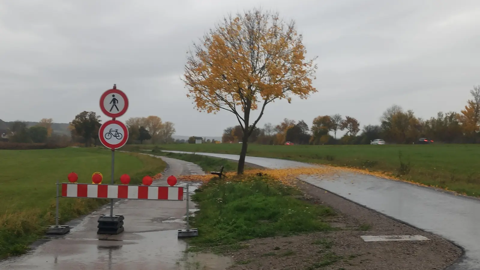 Die alte Strecke neben dem im Juli gebauten Radweg von Neuses nach Wasserzell ist aus Sicherheitsgründen gesperrt worden. (Foto: Winfried Vennemann)