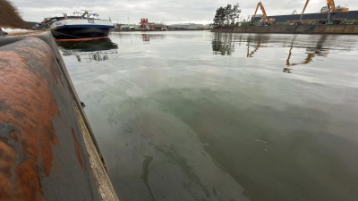 Das Öl ist vermutlich aus einer Buchse an der Antriebswelle ausgetreten.  (Foto: Daniel Löb/dpa)
