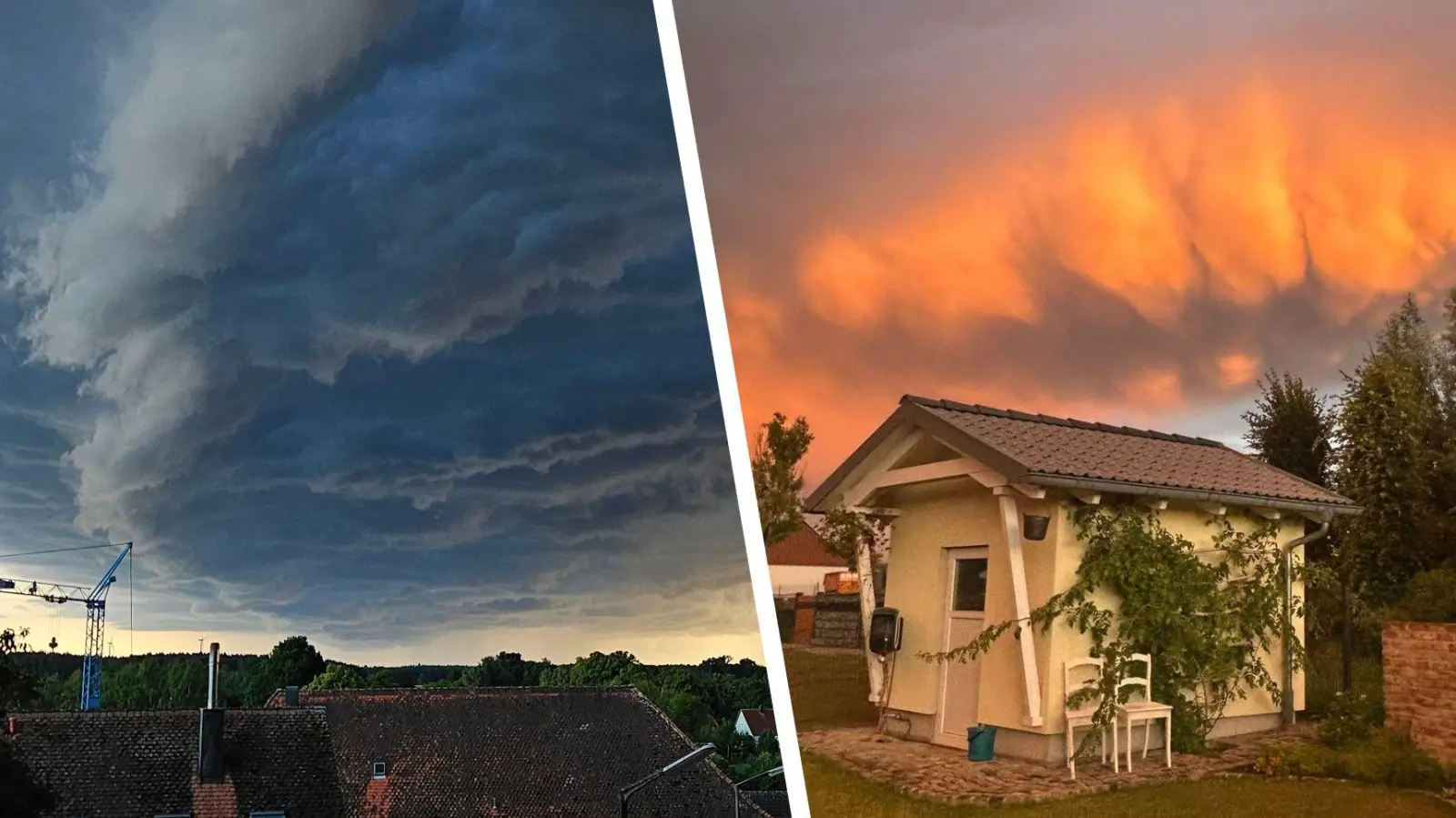 Von tiefdunklen Wolken bis zum grellsten Orange war der Himmel über Westmittelfranken gezeichnet. (Foto: Wolfgang Grebenhof, Michael Schalt)