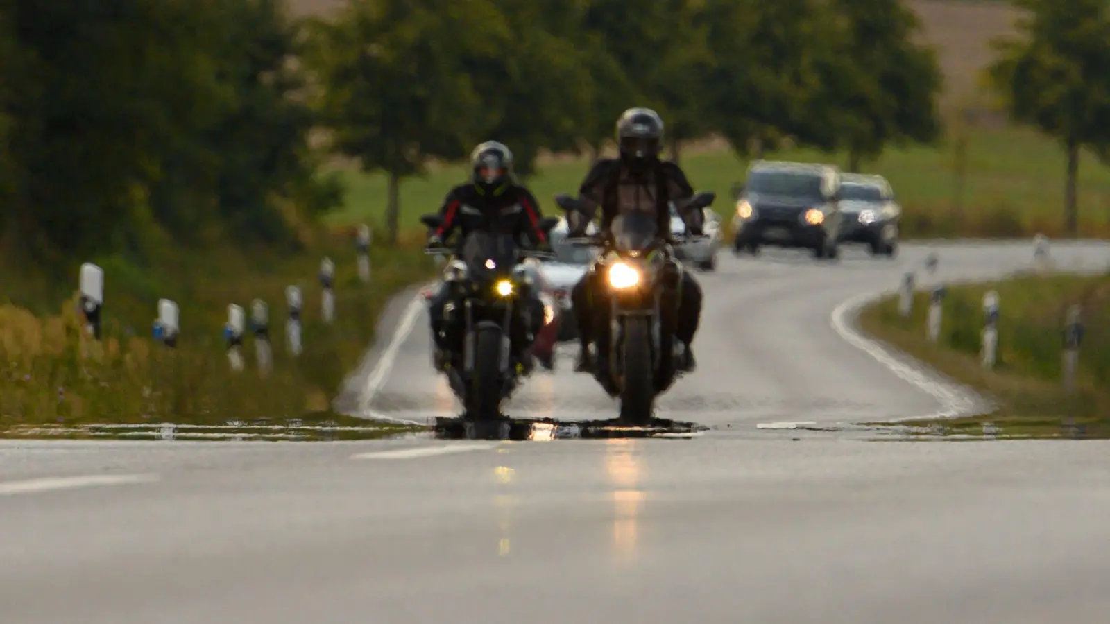 Zwei Biker fahren auf einer Landstraße. (Foto: Robert Michael/dpa-Zentralbild/Symbolbild)