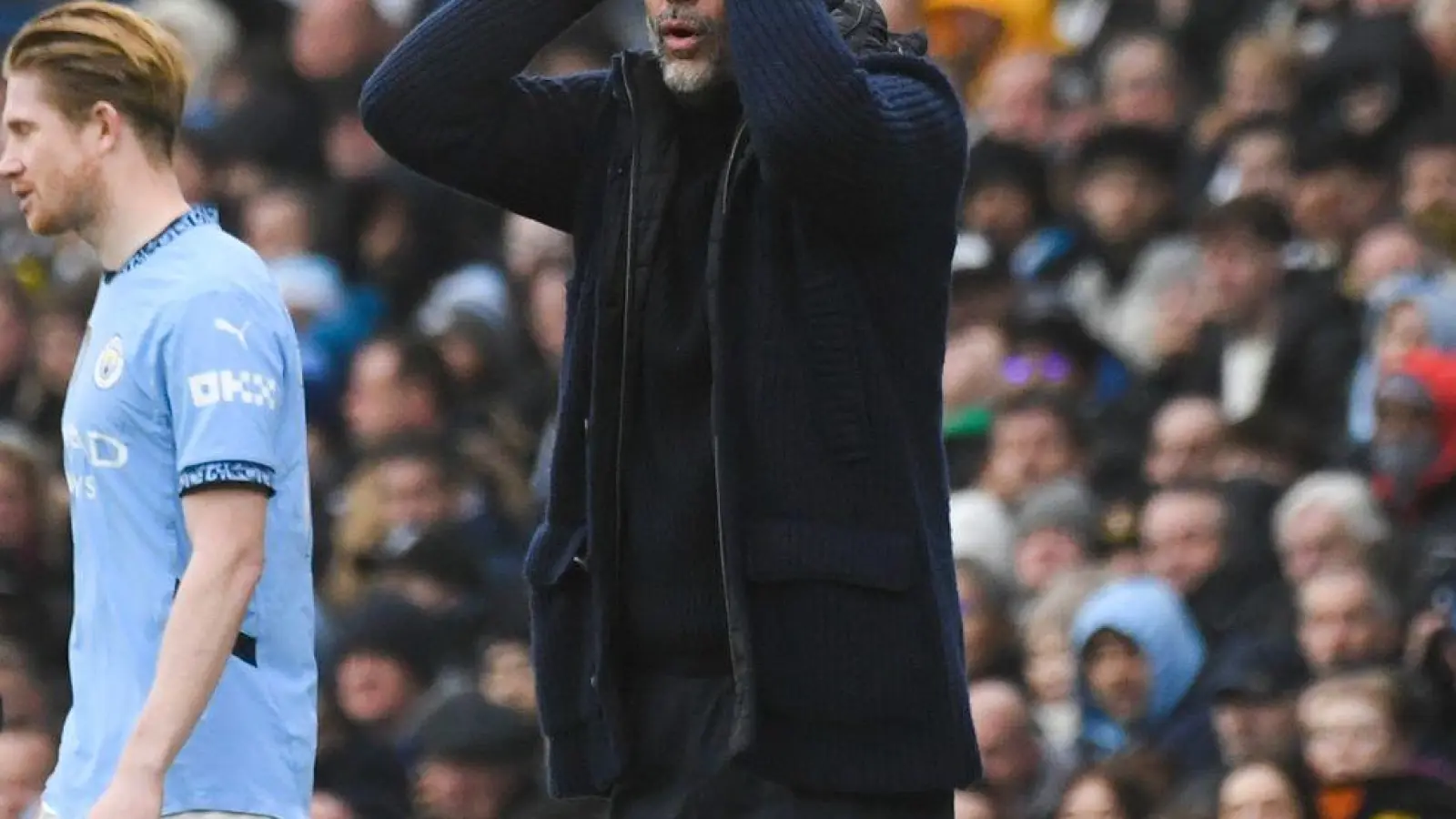 Pep Guardiola und Manchester City stecken in einer massiven Krise. In 13 Spielen gelang nur ein Sieg. (Foto: Rui Vieira/AP/dpa)