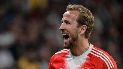 Harry Kane hat zugeschlagen: Der Engländer jubelt nach seinem 2:0. (Foto: Peter Kneffel/dpa)