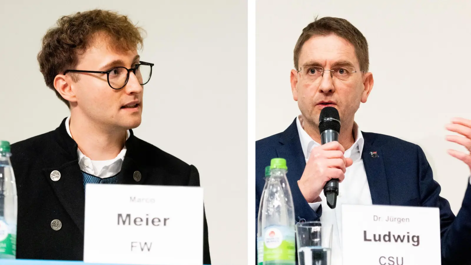 Marco Meier (FW) muss gegen Dr. Jürgen Ludwig (CSU) in die Stichwahl um das Amt des Ansbacher Landrats. (Fotos: Evi Lemberger)