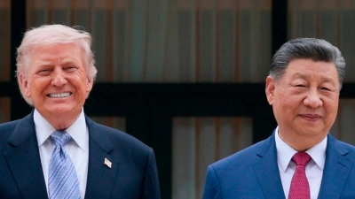 Xi und Trump lobten die Beziehung beider Staaten.  (Foto: Evan Vucci/Pool Reuters/AP/dpa)