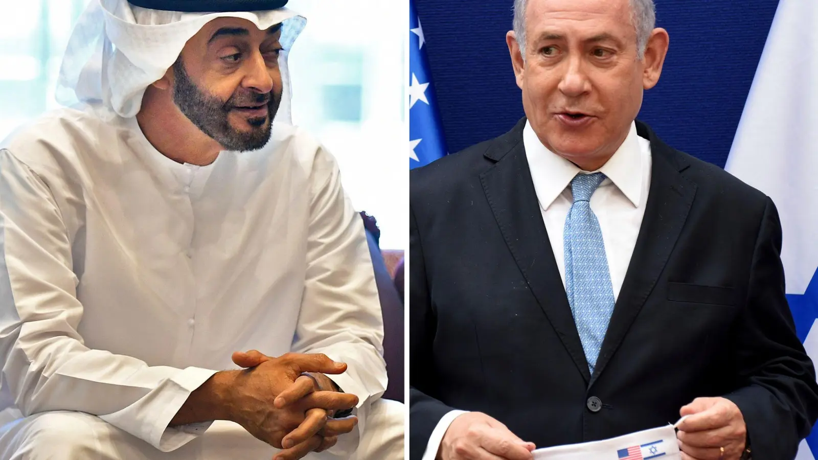 Der emiratische Präsident Mohammed bin Sajid (l) und der israelische Ministerpräsident Benjamin Netanjahu. (Archivbild) (Foto: Debbi Hill/Pool UPI/AP/dpa)