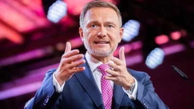 FDP-Chef Christian Lindner spricht beim Bundesparteitag der Liberalen. (Foto: Christoph Soeder/dpa)