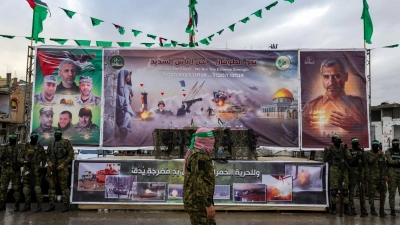 Ort der Geisel-Übergabe in Rafah.  (Foto: Jehad Alshrafi/AP/dpa)