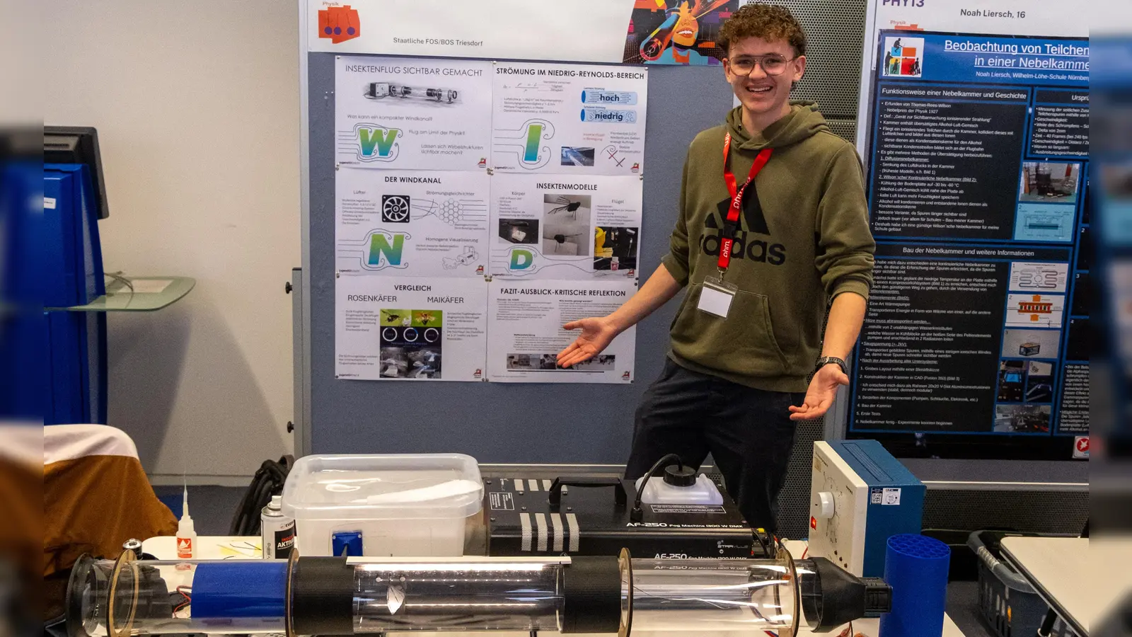 Leon Kohr ist mittlerweile ein richtiger Experte, was das Flugverhalten von Insekten angeht. Mit seinem Windkanal hat er es bei „Jugend forscht” zur Teilnahme am Landeswettbewerb geschafft. (Foto: Mario Kraußer)