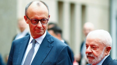 Merz und Lula trafen sich bereits Sonntagabend zu einem Gespräch unter vier Augen. (Foto: Michael Matthey/dpa)