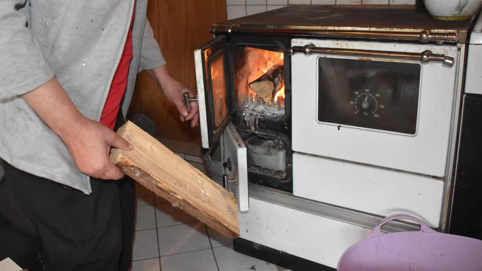 Anna B. (Namen geändert) kann sich nur noch Holz zum Heizen leisten. Kohlen sind ihr zu teuer geworden. (Foto: Kurt Güner)