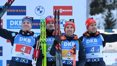 Erstes Staffelpodest der Saison für die deutschen Biathleten. (Foto: Sven Hoppe/dpa)