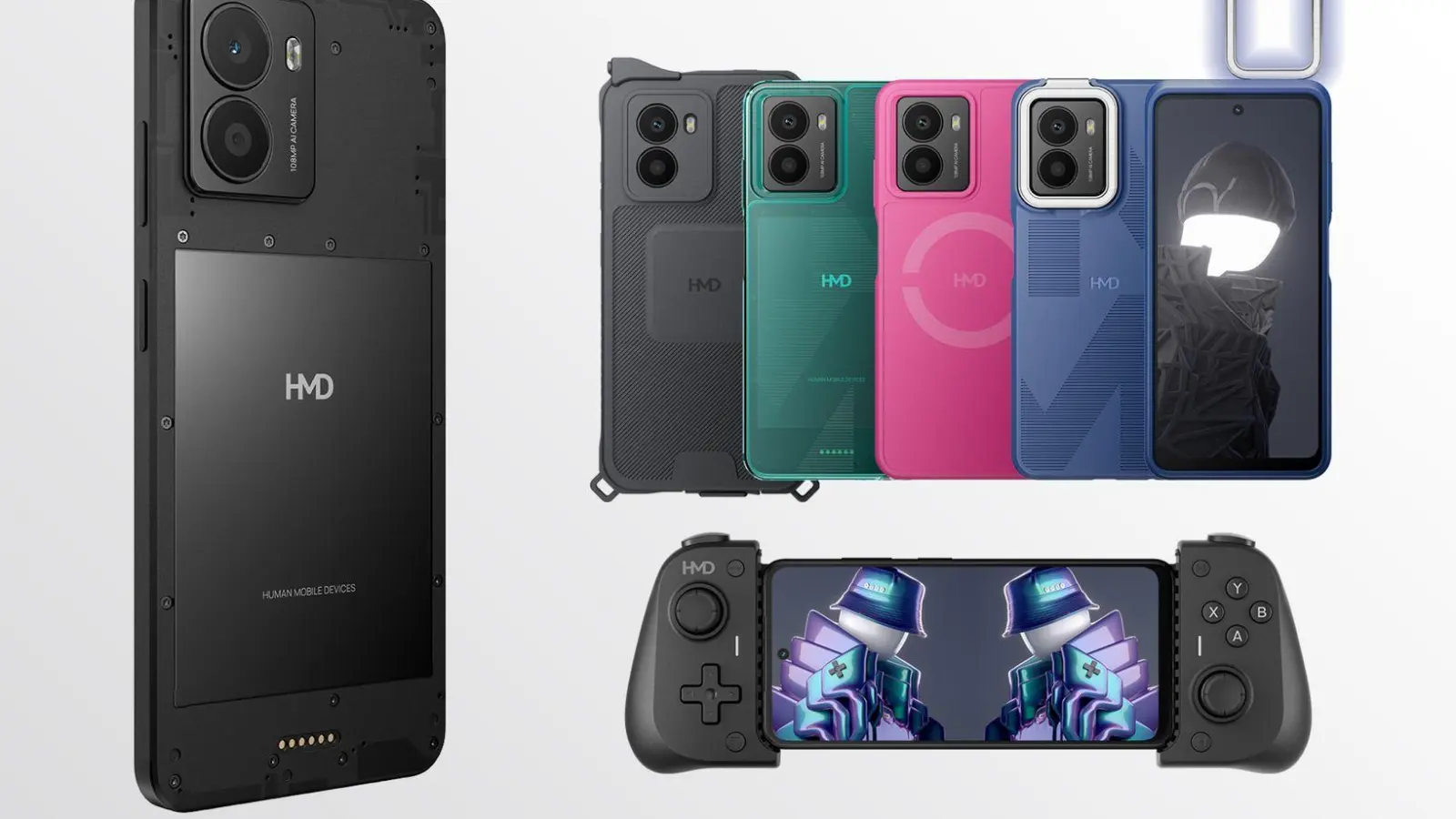 Outdoor- oder Gaming-Smartphone? HMD hat ein Smartphone vorgestellt, das sich mit allerlei Modulen an die jeweiligen Bedürfnisse der Nutzerinnen und Nutzer anpassen kann. (Foto: HMD/dpa-tmn)