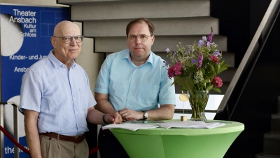 Stellten die neue Saison der Genossenschaft „Theater Ansbach – Kultur am Schloss“ vor: Vorstandsvorsitzender Heribert Schmidt (links) und Intendant Axel Krauße. (Foto: Thomas Wirth)