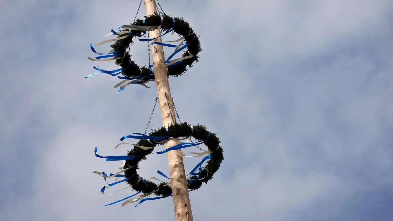 Noch bevor der Maibaum in Weiltingen aufgestellt werden konnte, haben Unbekannte am Donnerstag den Schacht zubetoniert.  (Symbolbild: Karl-Josef Hildenbrand/dpa)
