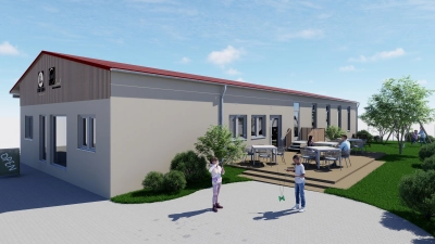 So soll die Terrasse hinter dem Dorfladen mit Café in Mitteleschenbach zukünftig aussehen. Ein Ort der Begegnung für die Bürgerinnen und Bürger, aber auch für rastende Radfahrende. (Foto: Bosch Gruppe Gunzenhausen)