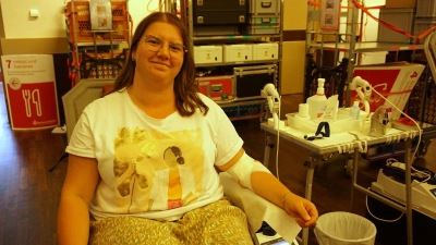 Franziska Kühn hat auch ihre zweite Blutspende sehr gut verkraftet. (Foto: Linda Maatz)