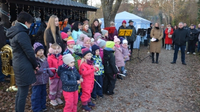 Die „Münsterkids” unter Leitung von Petra Ströbel läuteten die Eröffnung des Weihnachtsweges musikalisch ein.  (Foto: Christa Frühwald)