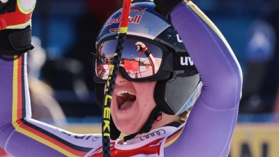 Dritter Weltcup-Sieg der Karriere: Emma Aicher sorgte in St. Moritz für Furore. (Foto: Luciano Bisi/AP/dpa)