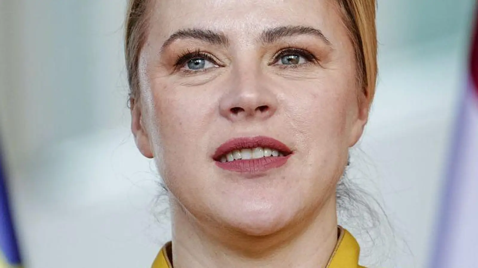Siliņa bei einer Pressekonferenz. (Foto: Kay Nietfeld/dpa)