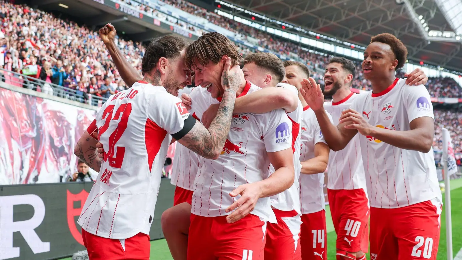 Ab in die Champions League: Leipzig jubelt. (Foto: Jan Woitas/dpa)
