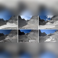 Die Bildreihe zeigt den massiven Verlust des Watzmanngletschers seit 2021 .  (Foto: Angelika Warmuth/dpa)
