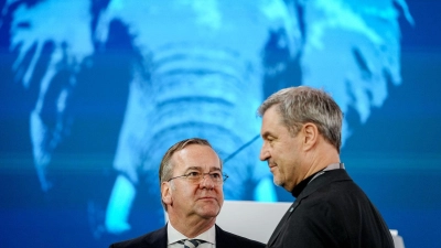 CSU-Chef Markus Söder und Verteidigungsminister Boris Pistorius (SPD) im Februar bei der Münchner Sicherheitskonferenz. (Archivbild)  (Foto: Kay Nietfeld/dpa)