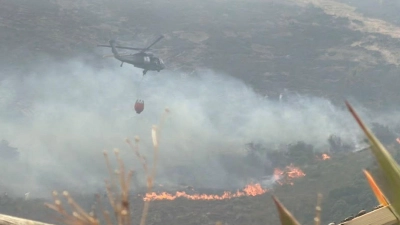 Hunderte Einsatzkräfte sind an der Bekämpfung der Flammen beteiligt. (Foto: colprensa / Akt. Bifu/Colprensa/dpa)