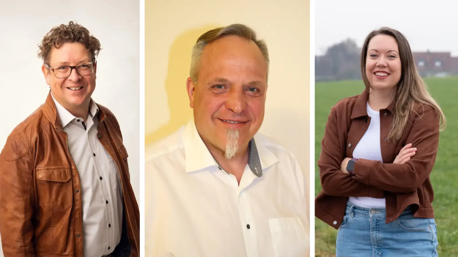 Andreas Götz, Christoph Schmoll und Theresa Korn wollen ins Bürgermeister-Amt von Neuendettelsau. (Fotos: Raphael Rother, Alexander Biernoth, Kathrin Halter)