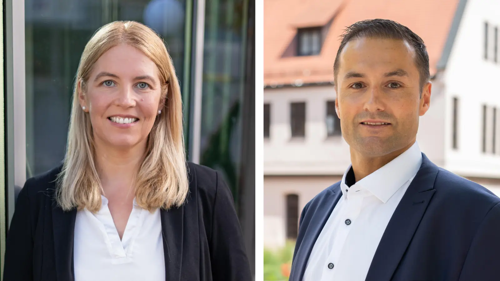 Eva Didion (SPD) und Sebastian Gaukler (CSU) konkurrieren in der Stichwahl um das Bürgermeister-Amt in Heilsbronn. (Foto: Andreas Lederer, Amelie Bodendörfer)