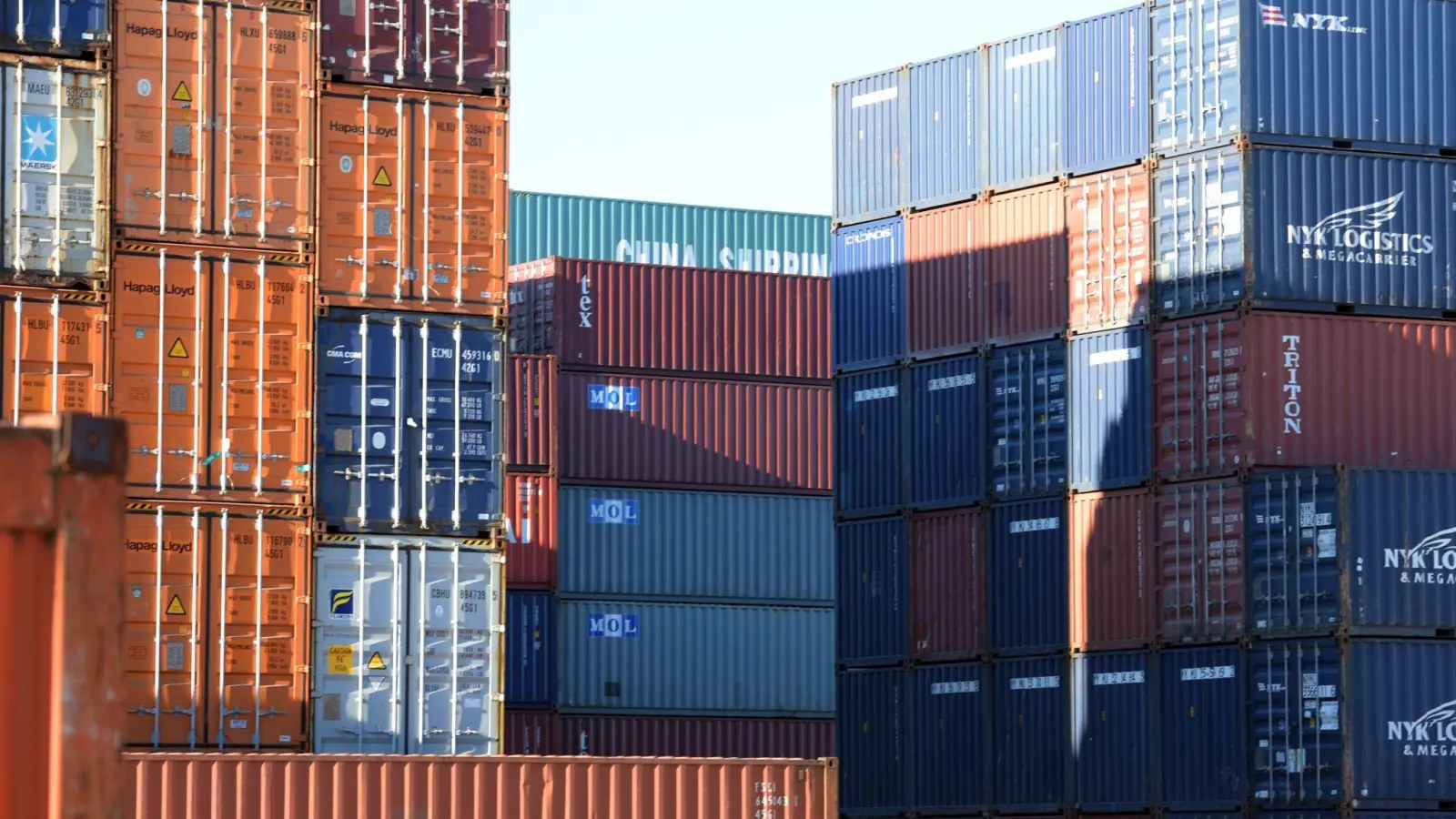 Container im Ulmer Umschlagbahnhof. (Foto: Stefan Puchner/dpa)