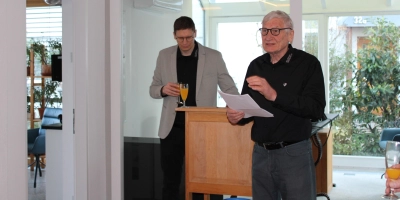 Rudolf und Jonas Kellermann beim Get-together-Abend des Kellermann Ingenieurbüros am 27. März 2025. (Foto: rae)