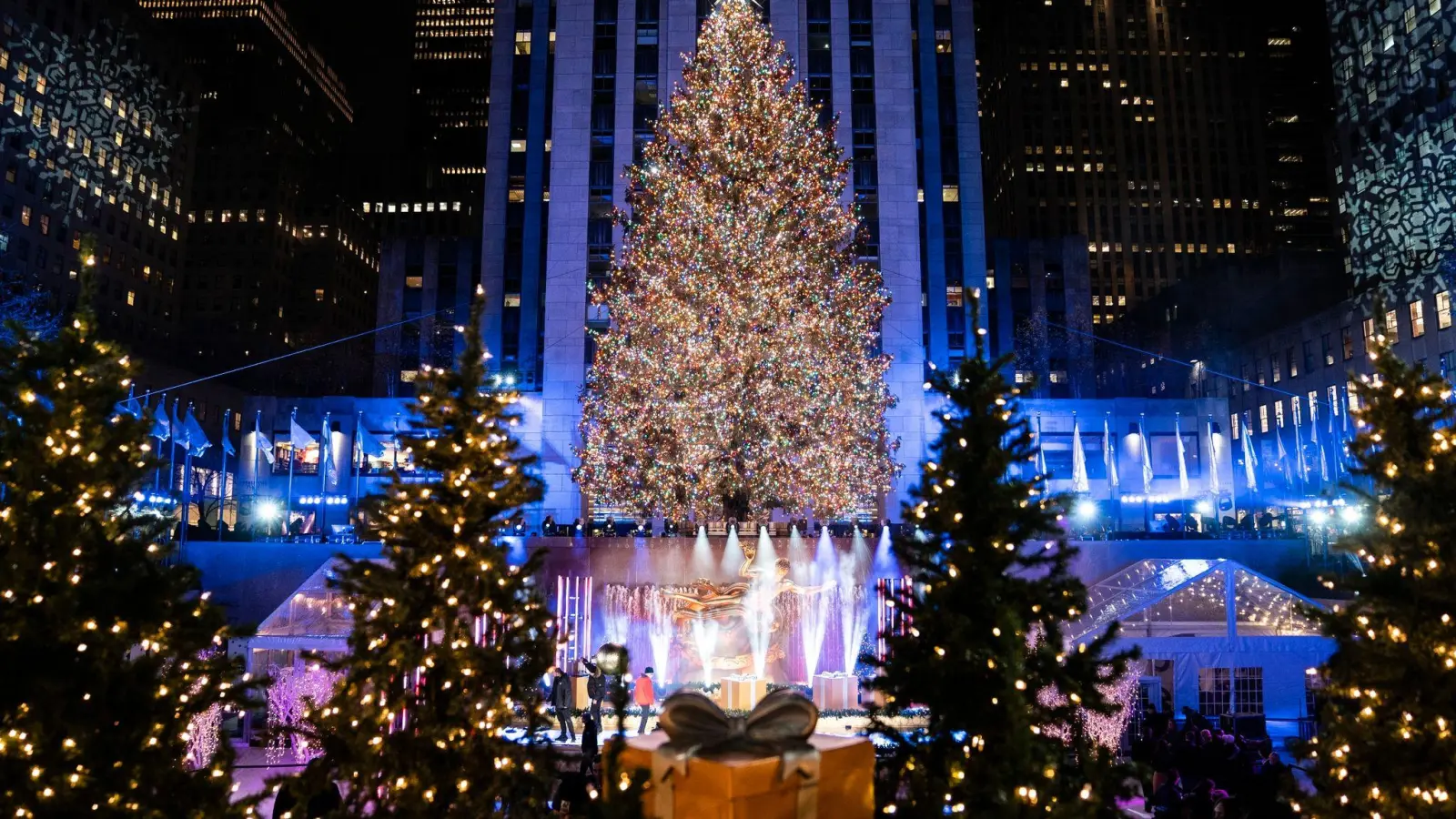 Der Weihnachtsbaum am Rockefeller Center leuchtet nun zum 89. Mal. (Foto: John Minchillo/AP/dpa)