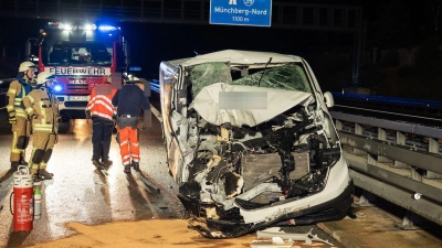 Durch die Wucht der Kollision wurden die sieben Passagiere sowie der Fahrer des Kleinbusses verletzt.  (Foto: Ferdinand Merzbach/NEWS5/dpa)